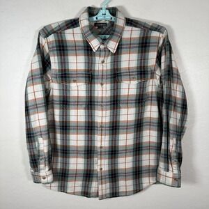 Eddie Bauer Shirt Mens Large Blue Blanket Flannel Button Up Plaid Outdoor Cotton